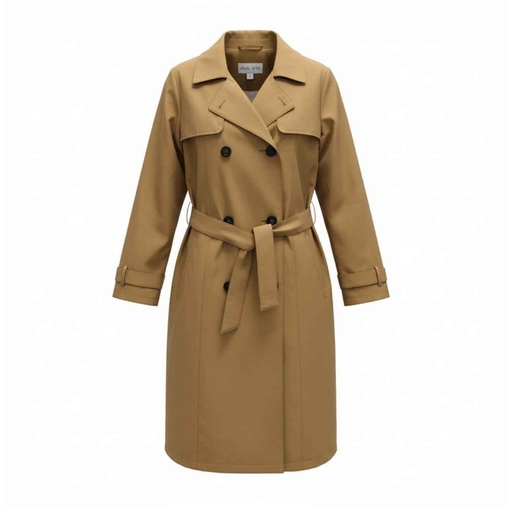 Ava & Viv Women's Brown Belted Trench Coat